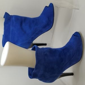 Marc Fishers Open Toe Blue Suede High Heels Booties